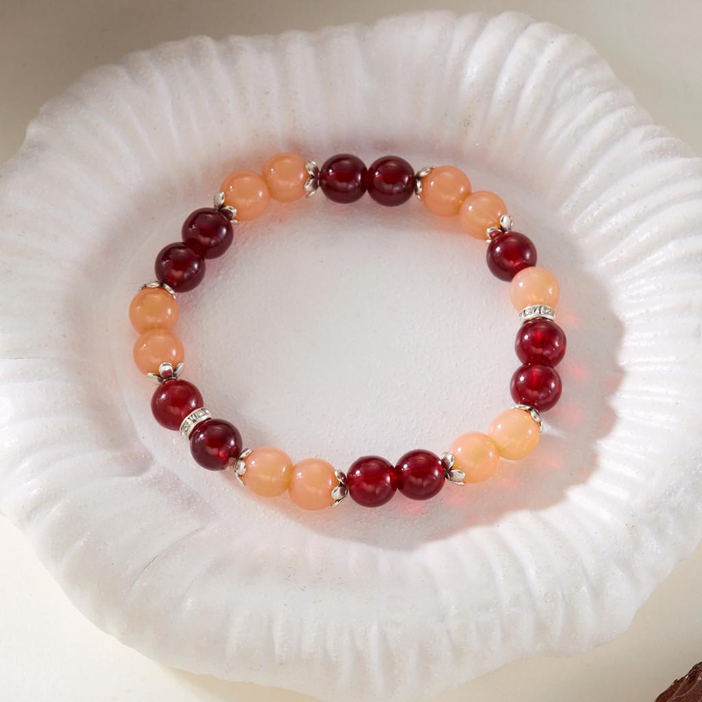 Geometric Agate Beaded Bracelet For Women Handmade Elastic Cord Jewelry For Travel Gift
