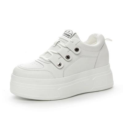 100% натуральная кожа обувь женские модные кроссовки на плоской платформе брендовые женские повседневные туфли увеличивающие рост 9 см черные белые D213