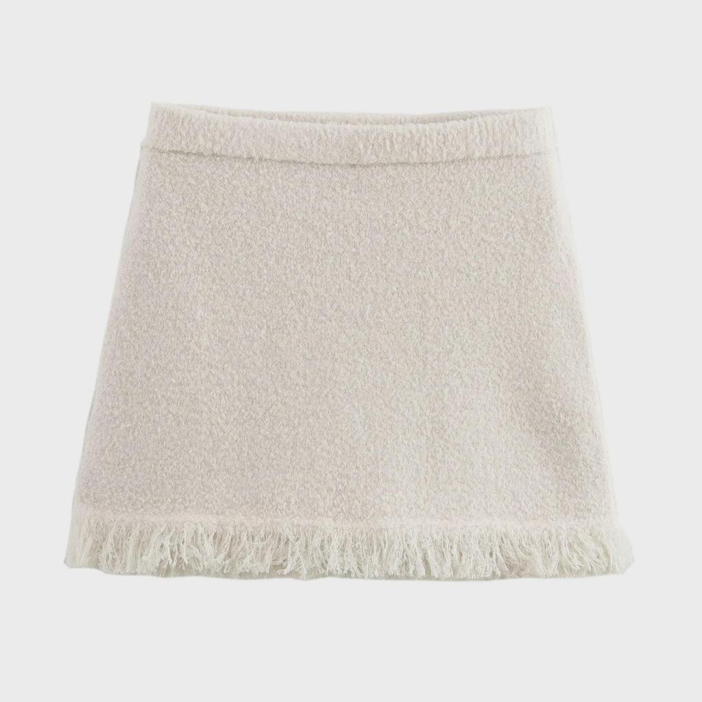 Autumn 2024 Women's Knitted Jacket & Bow Mini Skirt Set