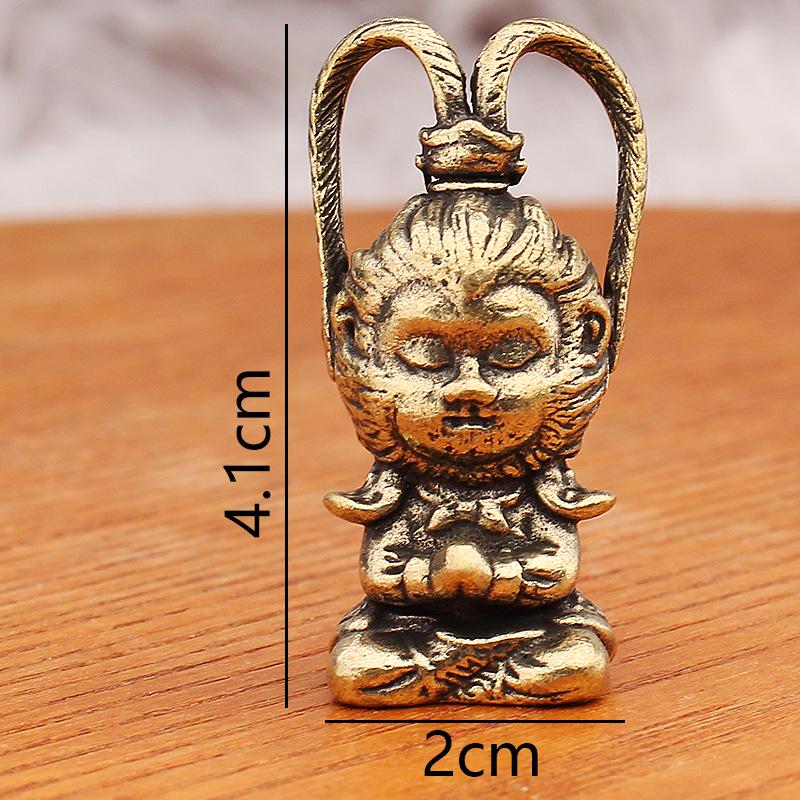 Yellow Brass Wukong Myth Statue with Ruyi Jingu Bang