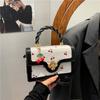 New Cute Cherry Printed Messenger Bag Twist Portable Small Square Bag Fresh Contrasting Color Design Girls Bag