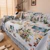 Classic Floral Pattern Sofa Throw Cover with Tassels Non-slip Multi-functional Pet-Friendly Furniture Protector for Armchairs To 4-Seater Sofas