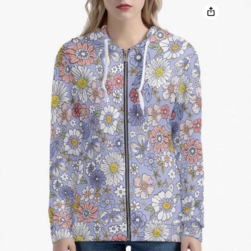 3D Printed Zip-Up Hoodie Women Streetwear Casual Sweatshirt