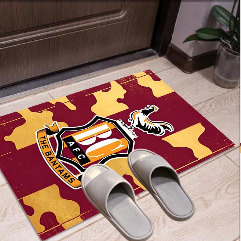 Bradford City AFC Pattern Rug, Indoor/Outdoor Mat, for Picnic, Gameroom, Bedroom, Office, Living Room, Home Decor Carpet, Birthday Gift