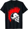 Red Mohawk Skull Punk T-Shirt