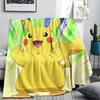 Cartoon Pikachu pattern Flannel Blanket, High quality Comfortable for All Seasons, Home Decor, Warmth and Comfort, Perfect for Gifts.