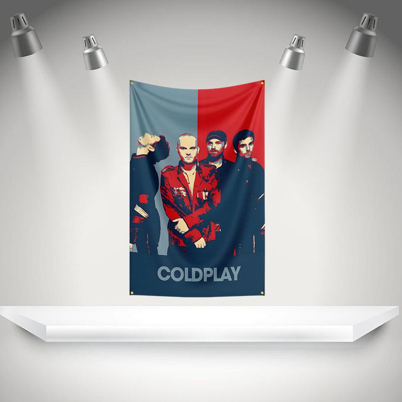 Флаг Coldplay Музыкальная рок-группа Баннер 3x5 футов С латунными люверсами HD-печать Гобелен Выставка Фанаты музыкальной группы Декор гаража