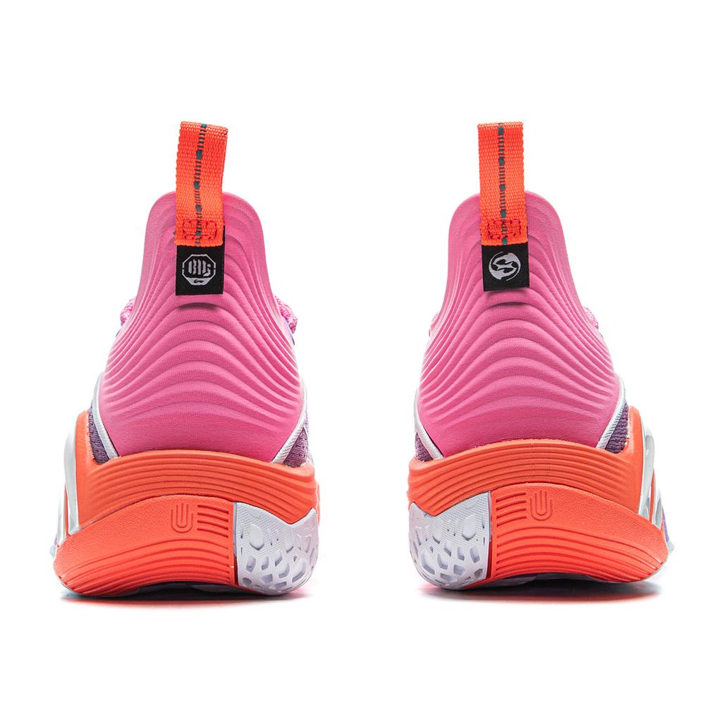 Li Ning BadFive Chase 1 Супер амортизация Скользкая подошва Дышащие Упругие Низкие Баскетбольные кроссовки Мужские Фиолетово-розовые ABFV007-2