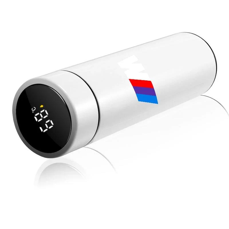 Car Sticker Food Grade 304 Stainless Steel 500ml Car Emblem Smart Temperature Display Thermos Cup Accessories For BMW G32 F40