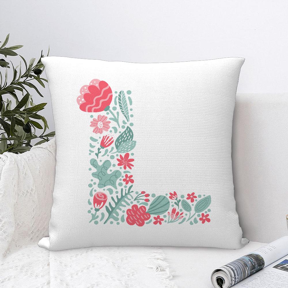 Cute Floral Letter Pillow Case Sofa Decorative Home Double-sided Printing Short Plush Cushion Cover Throw Pillow Cover Gifts