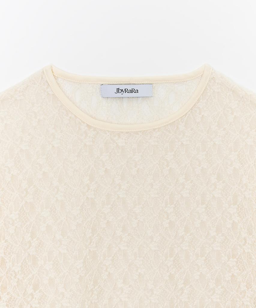 JBYRARA Crewneck Lace Layered T-Shirt_Cream