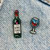 New Enamel Pin Wine Wine Glass Red Wine Love Metal Plug 2 Pieces
