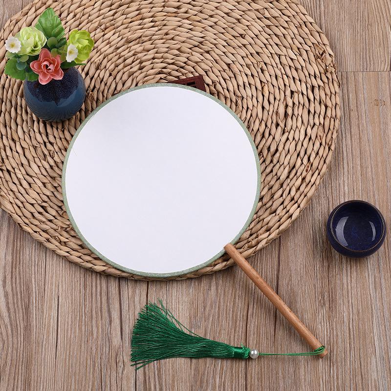 Новый пустой белый китайский шелковый веер с круглой ручкой для самостоятельного изготовления детского художественного веера для рисования, реквизит для свадебного подарка для гостей