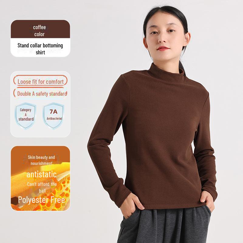 Женская теплая рубашка из немецкого бархата с полуворотом - плюшевая, утолщенная, с длинным рукавом и гиалуроновой кислотой для ухода за кожей