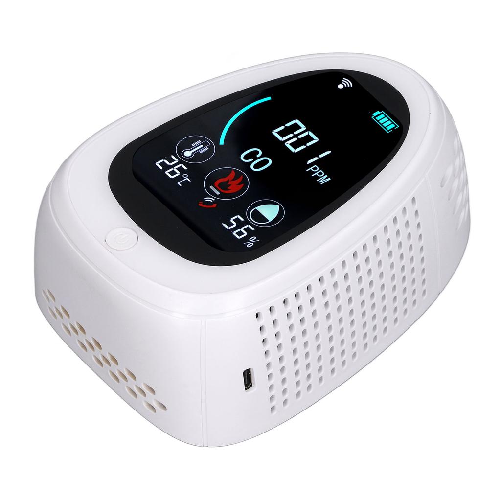 CO Alarm Detector Wifi Remote Control USB Charging Real Time Monitoring Smoke Detector with LCD