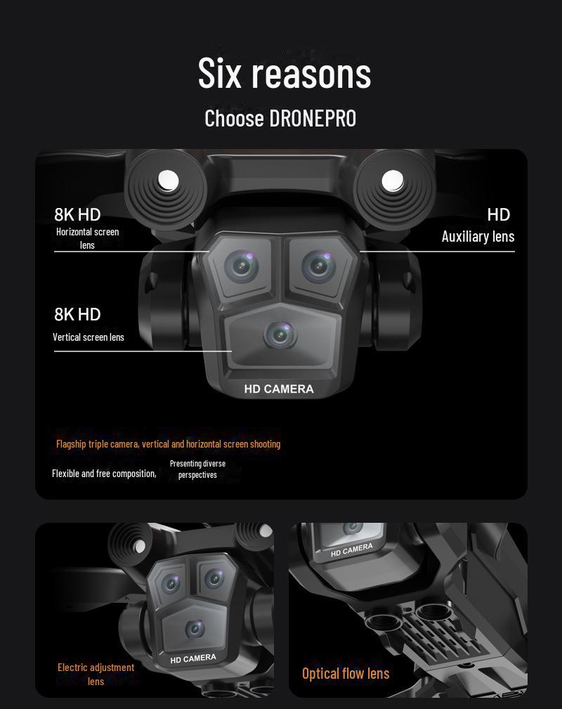 Складной 8K HD-дрон: Интеллектуальная система обхода препятствий, дистанционное управление, бесщеточный квадрокоптер