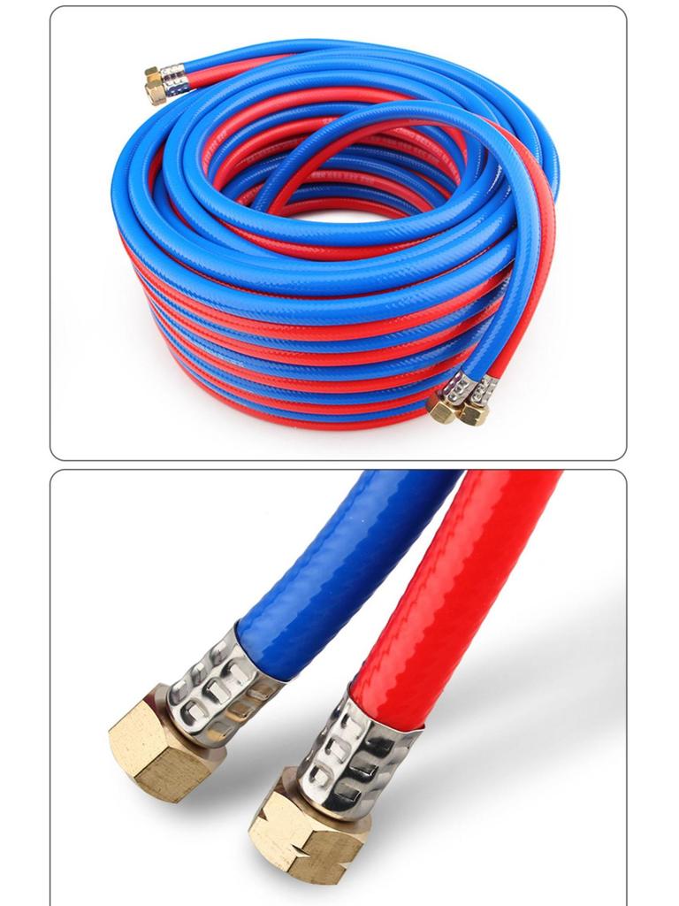 8 мм Рукав кислородно-ацетиленовый двухцветный высокого давления с тремя резиновыми слоями и двумя проволоками для промышленной сварки и резки