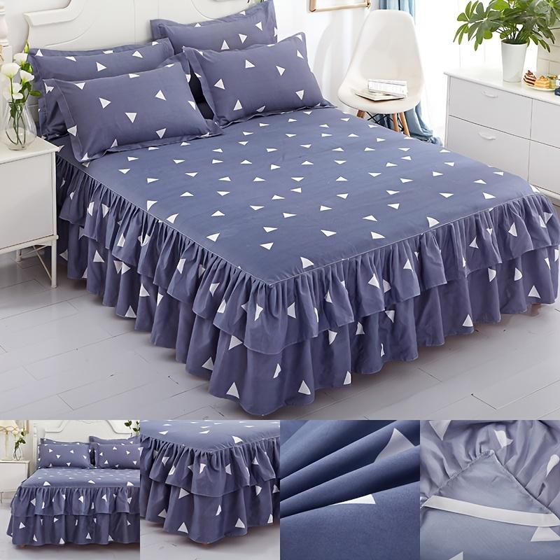 Комплект постельного белья из 3 предметов Комплект с юбкой для кровати(1xпростыня+2 наволочки) Матрас Противоскользящий Защитный Чехол Домашнее Постельное Белье Двухслойная Юбка Пыленепроницаемые Покрывала для Кровати