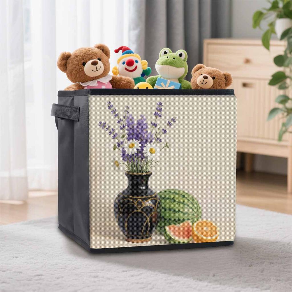 Lavender and Daisies 5D Diamond Painting Storage Basket Full Round Drill Mosaic Diamond Embroidery Cross Stitch Kits Home Decor Home Decor