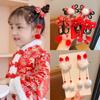 Tassel Chinese New Year Headwear Braid Hair Hanfu Hair Sticks Sweet Red Bow Hairpin  Baby