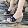 Fashion Rubber Wedge Heel Women's Slippers High Heels Light Mouth Simple Metal Women's Shoes Summer Women's Heel Sandals