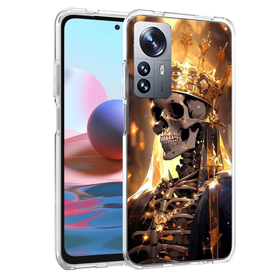 Чехол для телефона 'Скелет Короны Император' для Redmi Note 15 Pro 5G 14 13 12 Pro Plus 11 11T 11E 11S 10 Pro 10S 9 9S Чехол Мобильный Прозрачный с