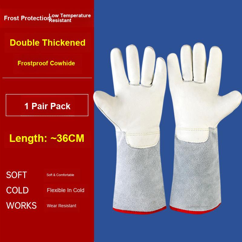 Cold Resistant Water Resistant Cowhide Gloves for CO2 Laboratory Liquid Nitrogen Gas Station Cold Storage and LNG Scenarios
