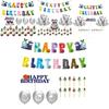 Game Birthday Party Decor Suit Supplies Set Balloon Banner Caketopper