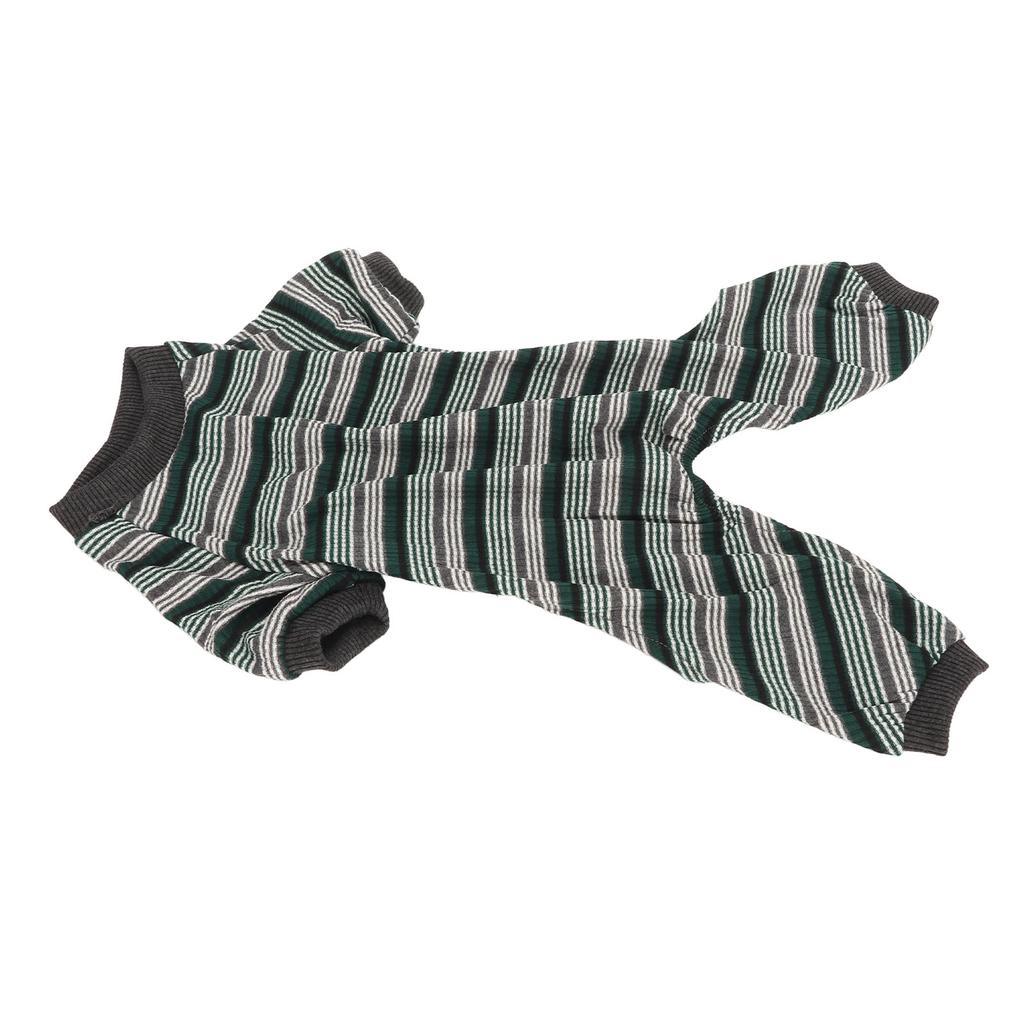 Striped Dog Pajamas Soft Elastic Spring Summer Onesie Puppy Pajamas for Photo Shoots Parties Green S