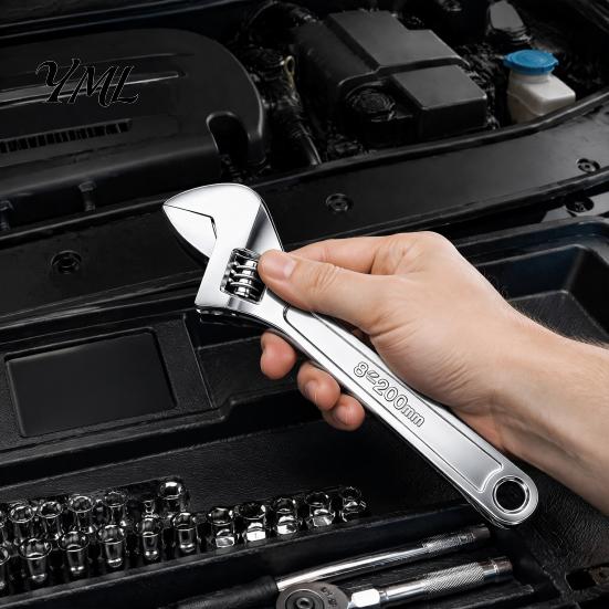 Precision Worm Gear Tool Adjustable Wrench, Wide Jaw Opening 8/10 Inch Versatile Metal Tightening for Plumbing Automotive Repair Home Improvement High