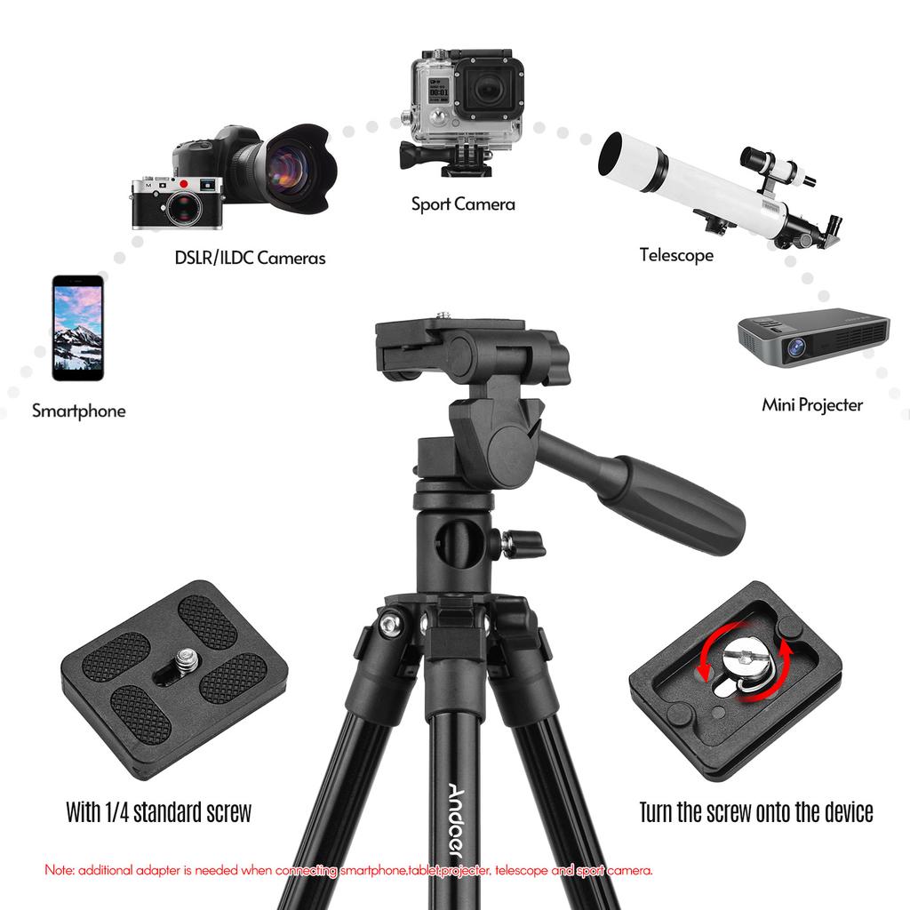Q160HA Professional Video Tripod Horizontal Mount Heavy Duty Camera Tripod with 3-Way Pan