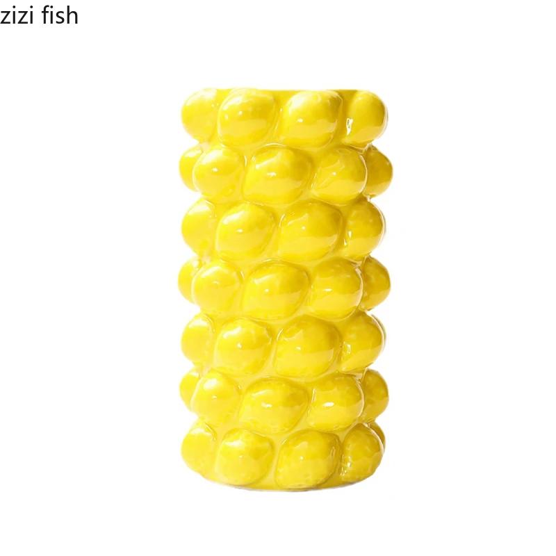 Фруктовая Лимонная Керамическая Ваза Клубничная Ваза Ваза для Цветочной Композиции Настольные Цветочные Изделия Украшения Декор Гостиной Поделки