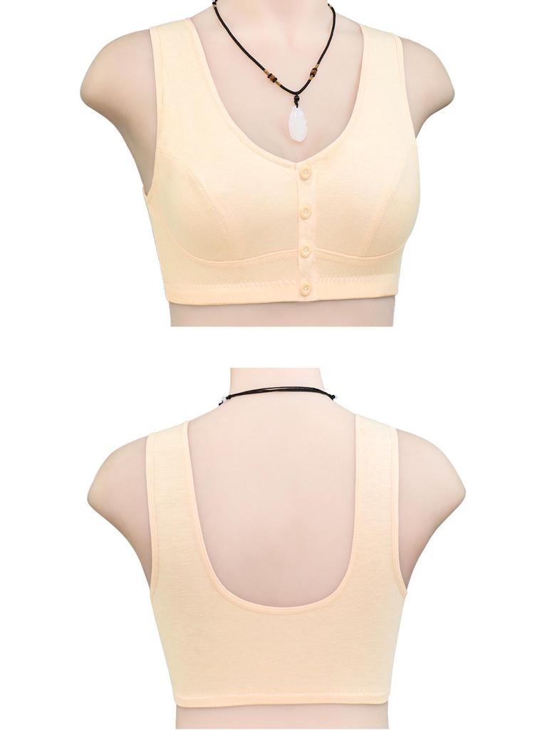 Хлопковый жилет-бра без косточек с застежкой спереди для женщин среднего и пожилого возраста, большого размера, тонкий