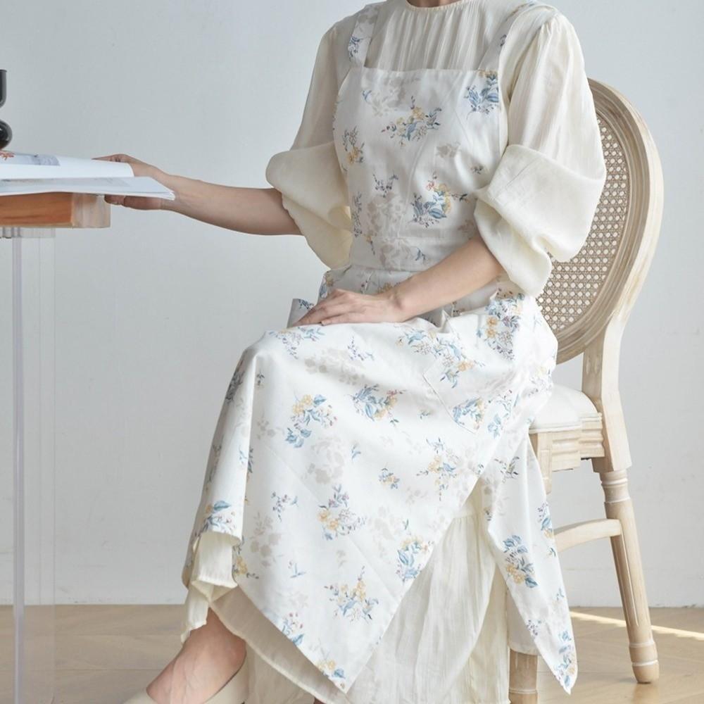 Pure Cotton Cotton Apron Floral Pattern Korean-style Apron Vintage Girls Apron Gardening Works