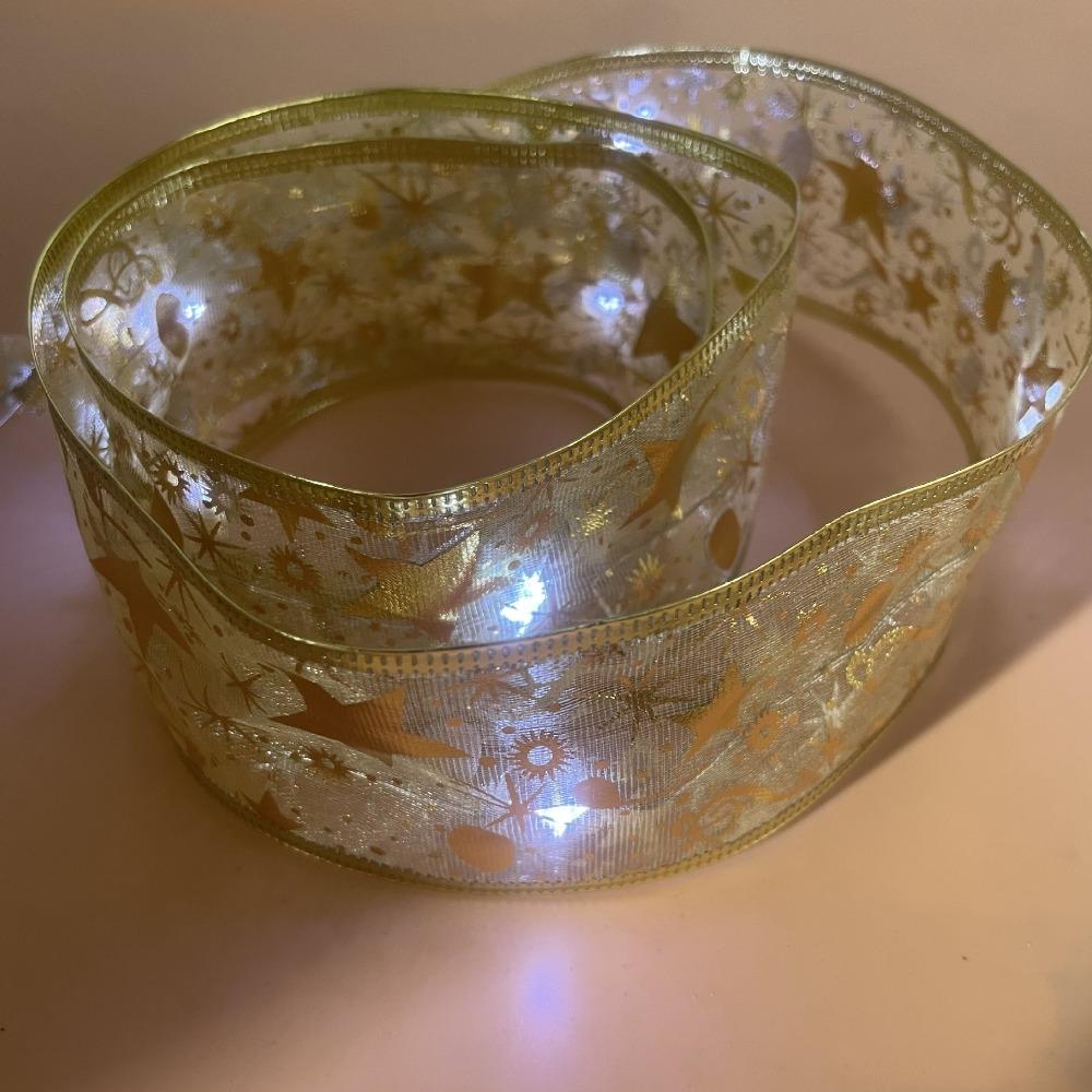 Кружевные банты Рождественская лента Свет Упаковка для подарков Украшение для рождественской елки Светодиодная гирлянда для DIY