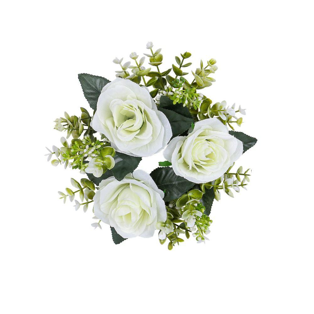 Flower Artificial Rose Candle Wreath 23CM Candlestick Wreath Candle Rings  Wedding Decor