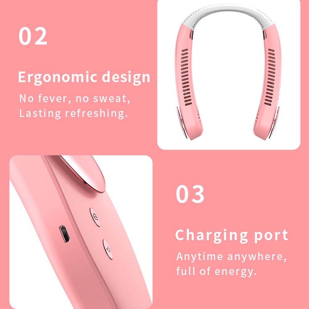 Новый портативный летний вентилятор с воздушным охлаждением, USB аккумуляторная, безлопастный, бесшумный, спортивные вентиляторы с шейным ремешком для наружного охлаждающего вентилятора, кондиционера