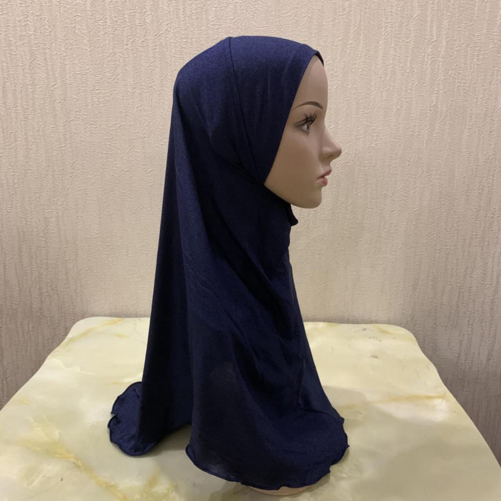 Solid Color Children Hijabs Muslim Headscarf Kids Hijab Islamic Scarf Shawls Soft Stretch for Teen Girls Turban