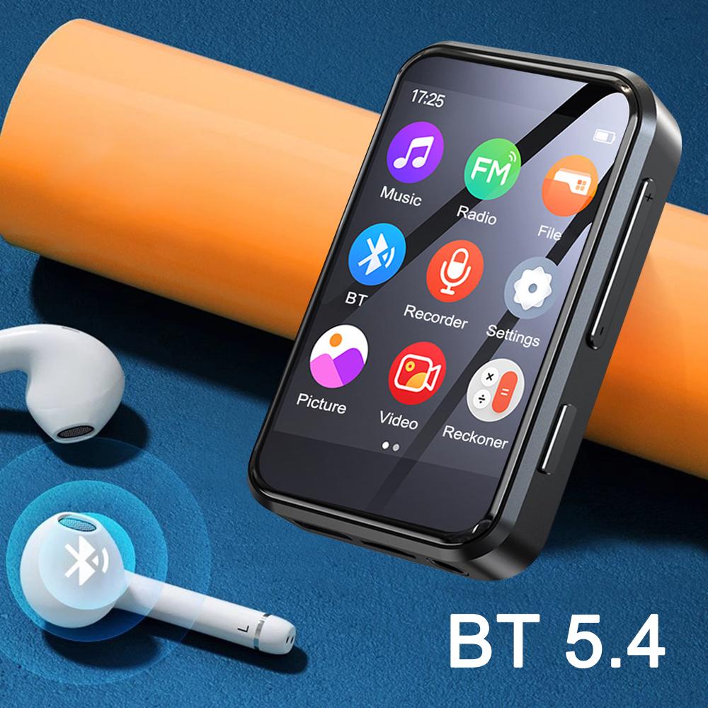 Портативный MP3-плеер Bluetooth 5.4 HiFi музыкальный плеер MP3 Walkman сенсорный экран встроенный динамик диктофон камера воспроизведение видео FM