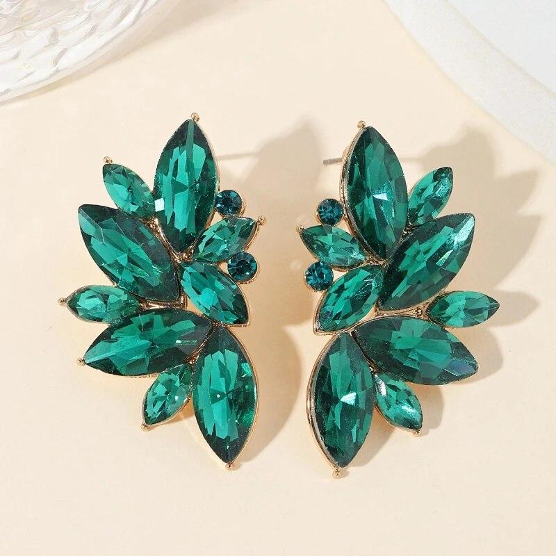 1 Pair Of Ins Wind Geometric Alloy Gold Plated Colored Glass Drill Fashion High Quality Sense Of Earrings