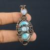 Larimar Pendant Gemstone Jewelry, 999 Copper Wire Wrapped Pendant, Handmade Jewelry Birthstone Pendant, Gift For Him