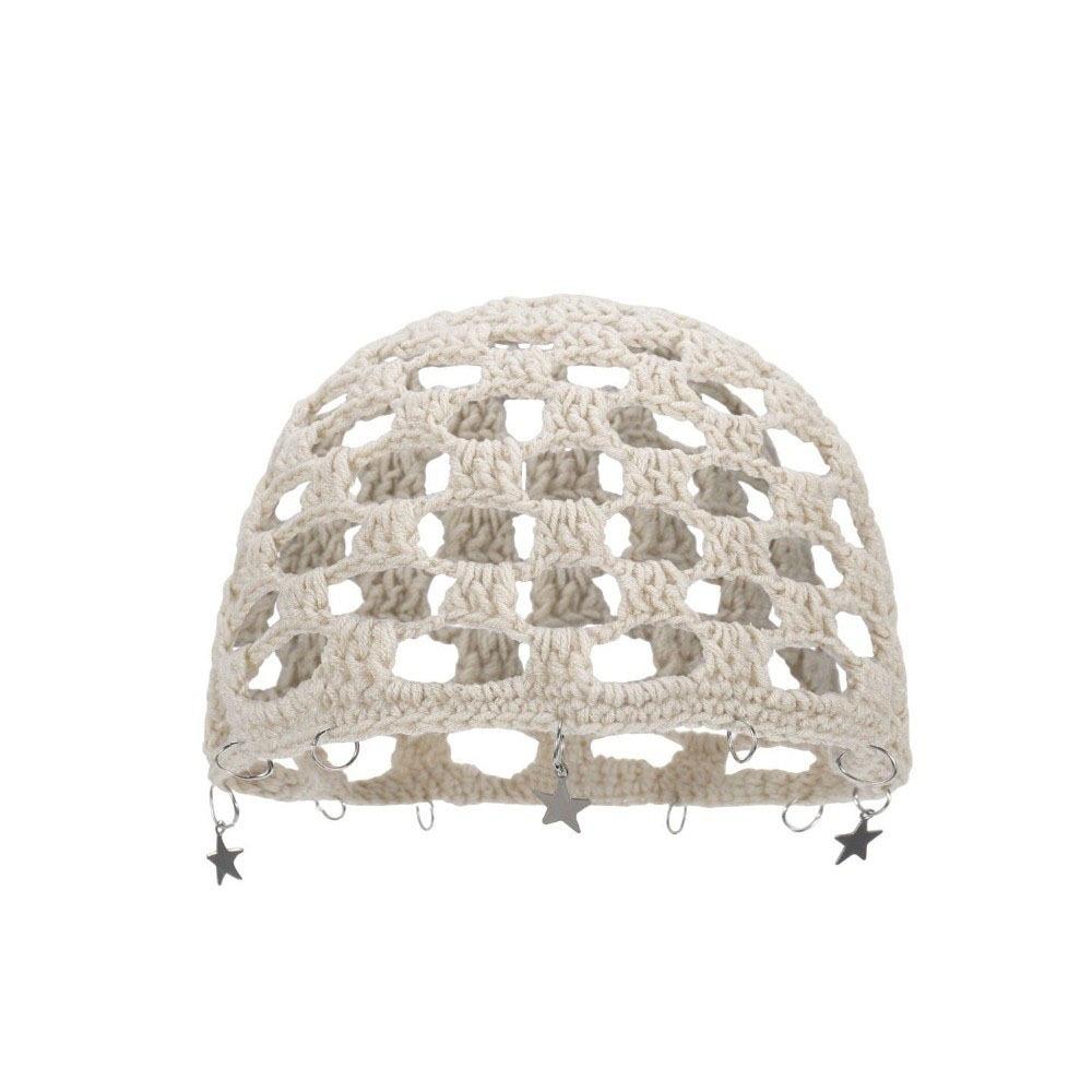 Hollow Out Crochet Hollow Knitted Hat Star Tassels Weave Cap Fashion Knit Beanies Outdoor