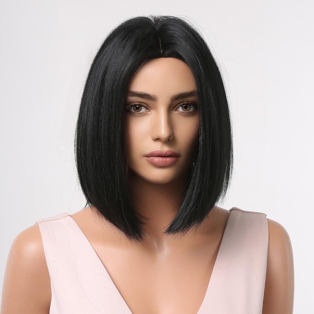 BLONDE UNICORN Синтетический парик пикси, черные парики для женщин, высокотемпературное волокно, прямые волосы, ежедневное использование для косплея