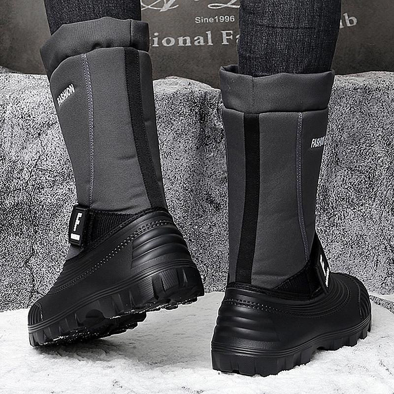 Мужские зимние теплые ботинки для снега, резиновые походные ботинки, уличные сапоги до колена, водонепроницаемые, большого размера