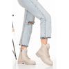 Women's Boots Beige Zippered Lace-Up Non-Slip Sole Boots