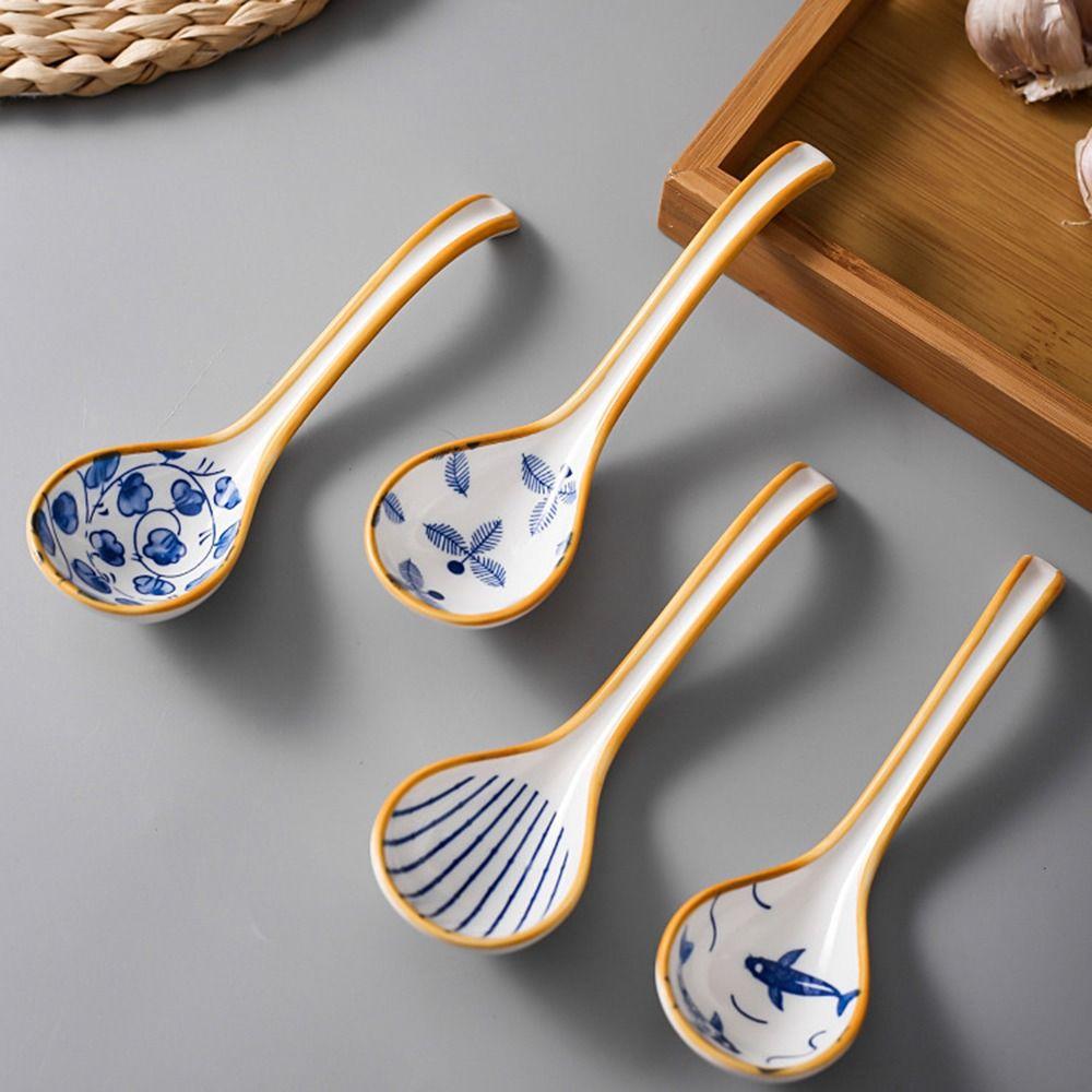 Baby Adults Japanese Style Mixing Eating Ceramic Cutlery Kitchen Utensil Soup Spoons Tableware
