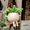 Swing Face Planter Pot Cute Smiling Face Resin Flower Pot Swing Succulent Flower Planter Wall Hanging Flower Pot Garden Supplies