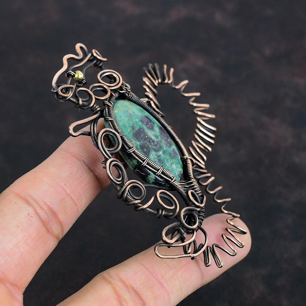 Ruby Fuchsite Pendant Copper Wire Wrapped Pendant Handmade Pendant Rabbit Jewelry Gemstone Pendant Copper Wire Wrap Jewelry Gifts For Women