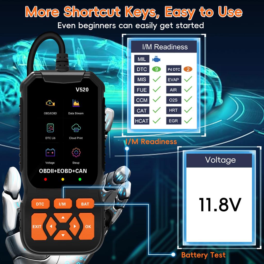 OBD2 автомобильный сканер диагностический сканирующий инструмент, профессиональный механик считыватель кодов неисправностей автомобиля, автоматическое считывание кодов неисправностей, проверка двигателя световой индикации Fo