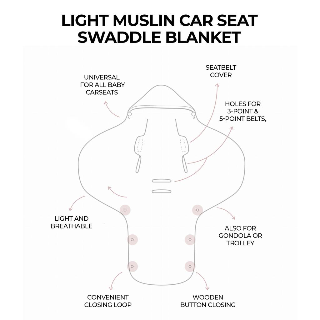 Muslin Wrap/Blanket For Car Seat Grey
